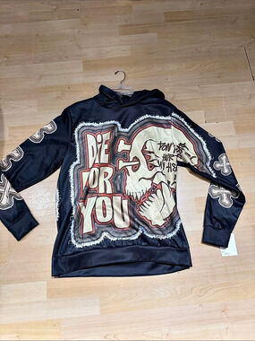 Graphic Hoodie in Black Like New